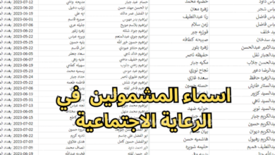 اسماء المشمولين بالرعاية الاجتماعية الوجبة السادسة