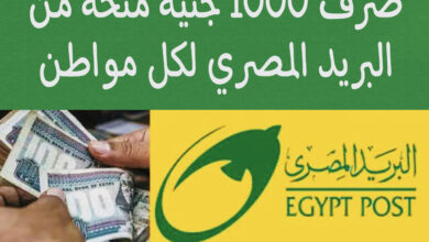 بالرقم القومي 1000 جنيه من البريد