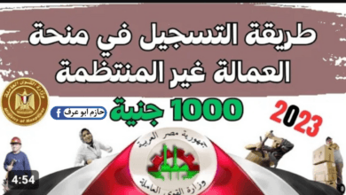 التسجيل في منحة العمالة غير المنتظمة 1000 جنيه