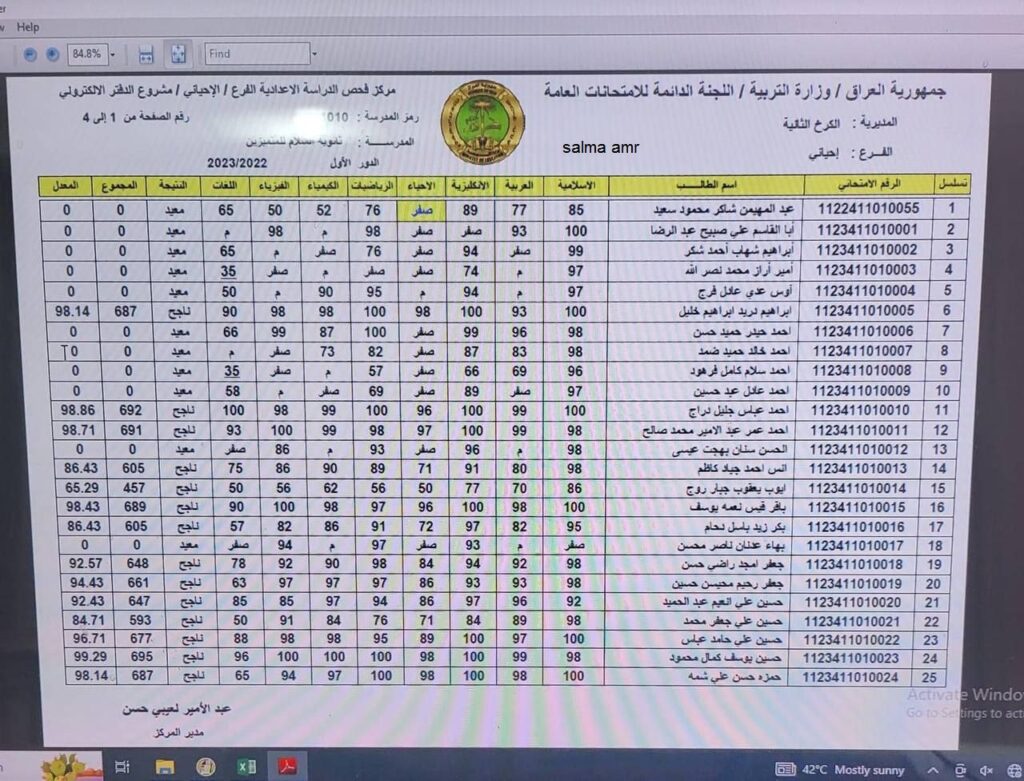 نتائج السادس الاعدادي الدور الثالث 2023 العراق