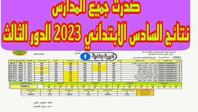 نتائج السادس الابتدائي 2023 الدور الثالث