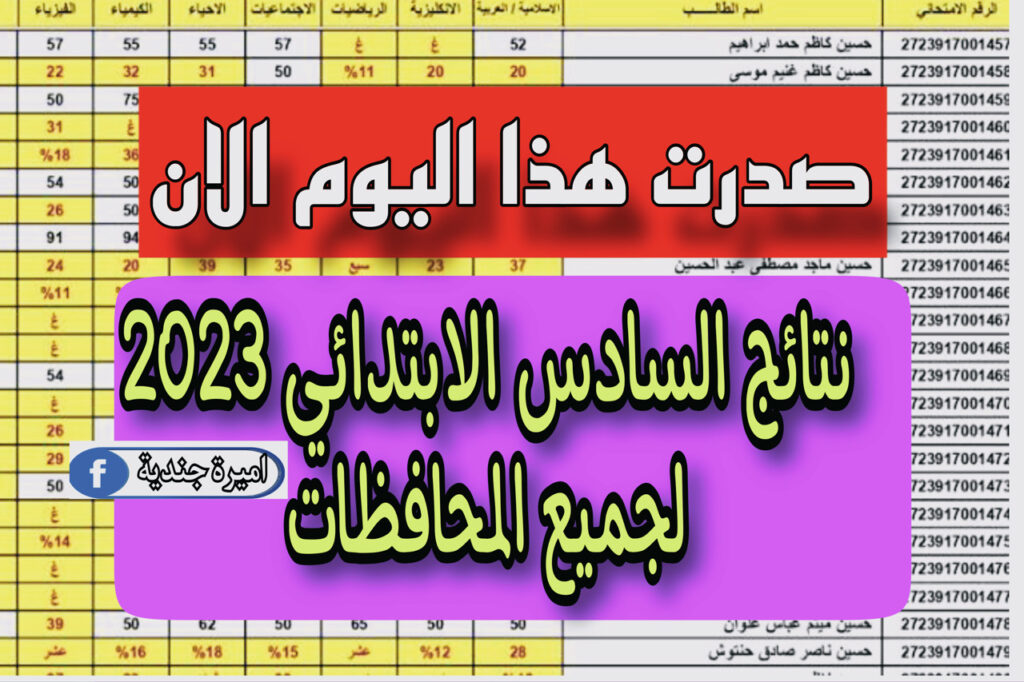 نتائج السادس الابتدائي 2023 لجميع المحافظات