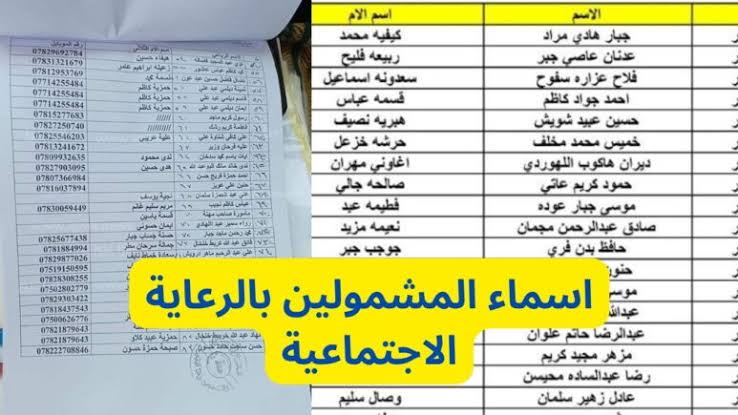 اسماء المشمولين في الرعاية الاجتماعية الوجبة الجديدة 2023