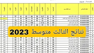 لينك نتائج الثالث المتوسط الدور الثالث 2023 بالاسم