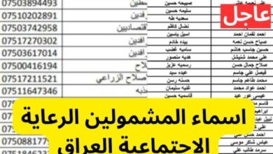 كشوفات اسماء المشمولين بالرعاية الاجتماعية الوجبة الأخيرة