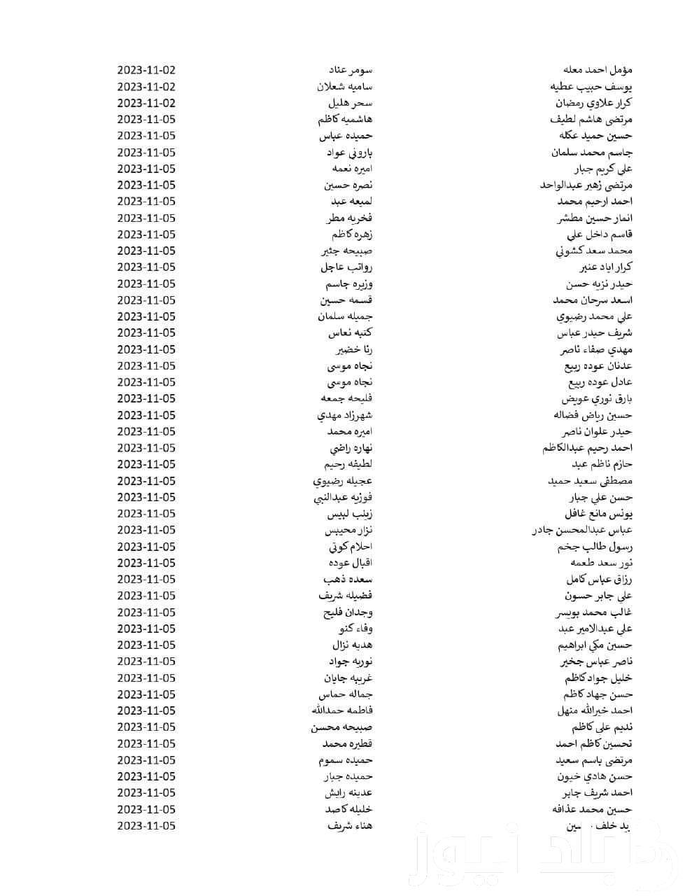 اسماء الرعاية الاجتماعية الوجبة الاخيرة