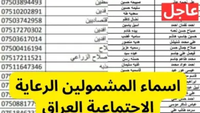 اسماء المشمولين بالرعاية الاجتماعية الوجبة الأخيرة