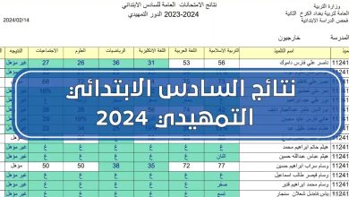 نتائج السادس الابتدائي التمهيدي