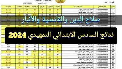 نتائج تربية صلاح الدين السادس الابتدائي