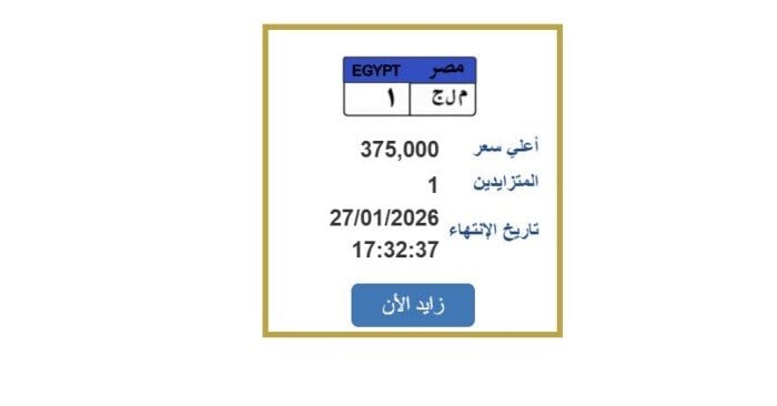 المرور تطرح لوحة سيارة مميزة للبيع بأسعار تبدأ من 375 ألف جنيه