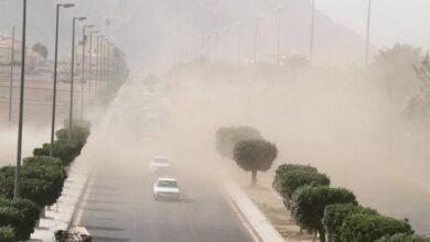 رياح مثيرة للرمال والأتربة تؤثر على المناطق المحددة