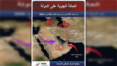انخفاضات جوية وأمطار متفرقة تستمر حتى التاسع من فبراير