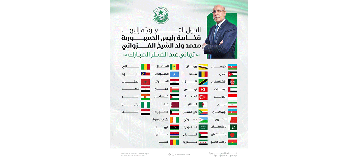 رئيس الجمهورية يوجه تهاني العيد إلى ملوك ورؤساء وأمراء العالم بمناسبة عيد الفطر المبارك